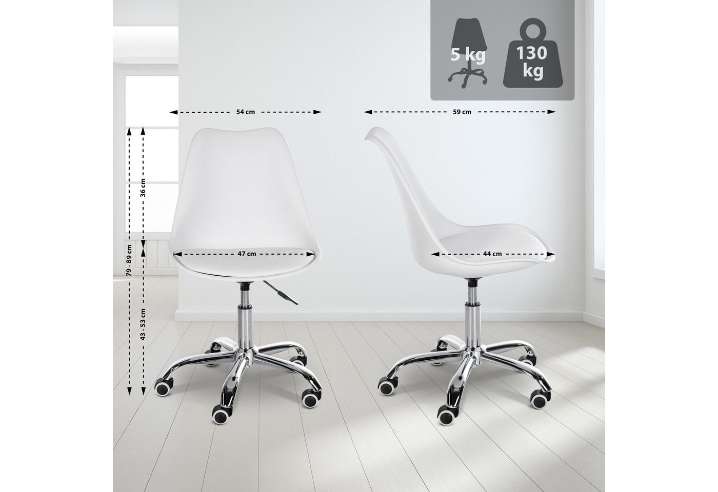 CLP Drehhocker Laflin (1er), Kunstlederbezug, Drehbar, Höhenverstellbar – Bild 2 von 5
