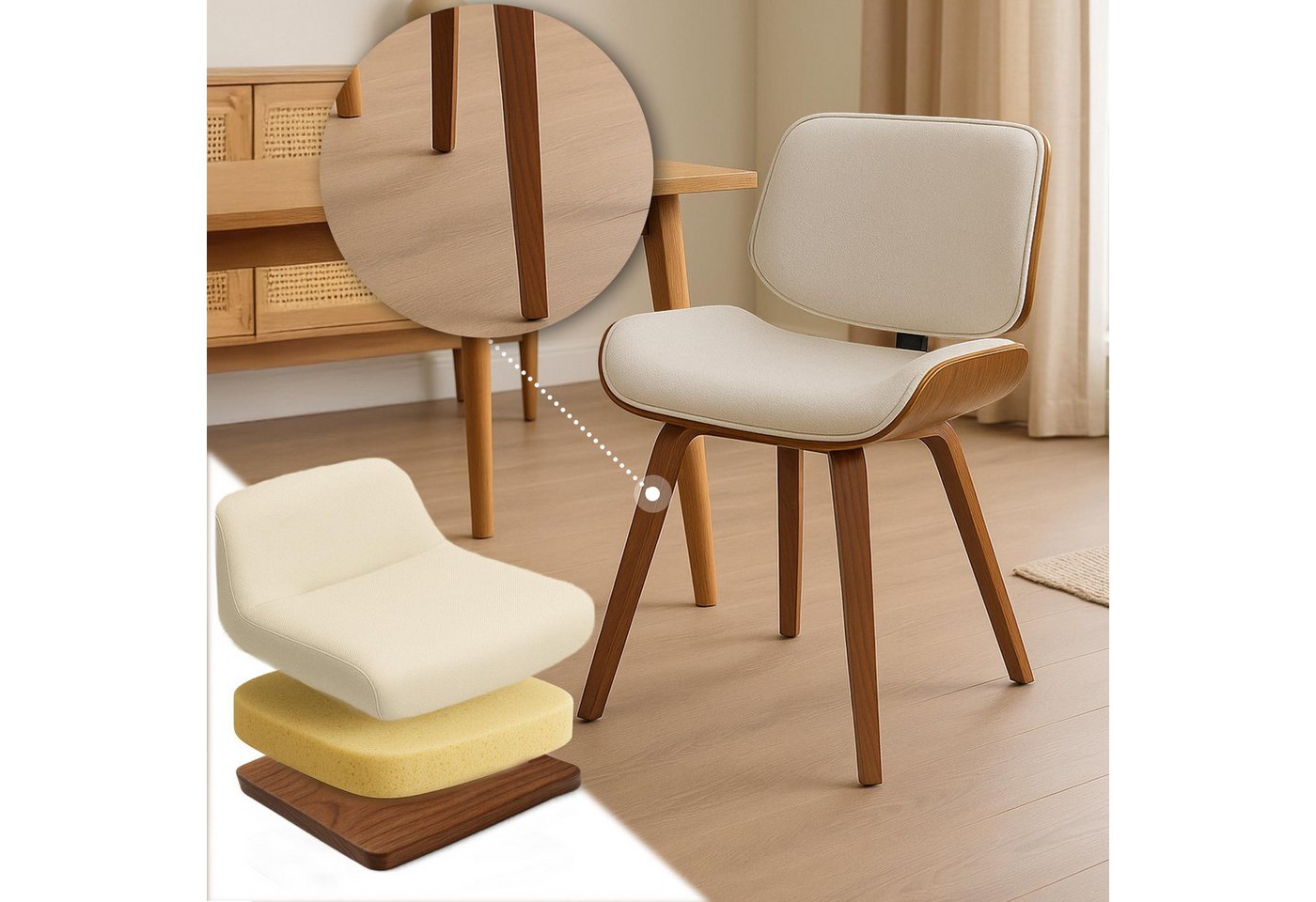CLP Esszimmerstuhl Beverley (2er Set), Esszimmerstühle in Walnussoptik – Bild 4 von 5
