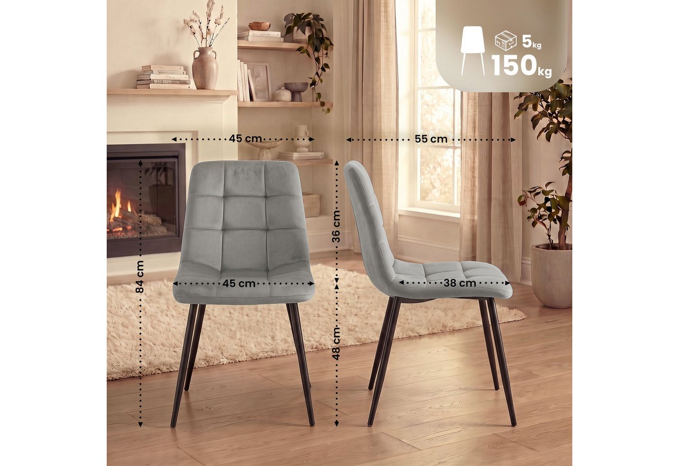 CLP Esszimmerstuhl Tilde (2er Set), mit Rückenlehnen, bis 150 kg – Bild 2 von 5