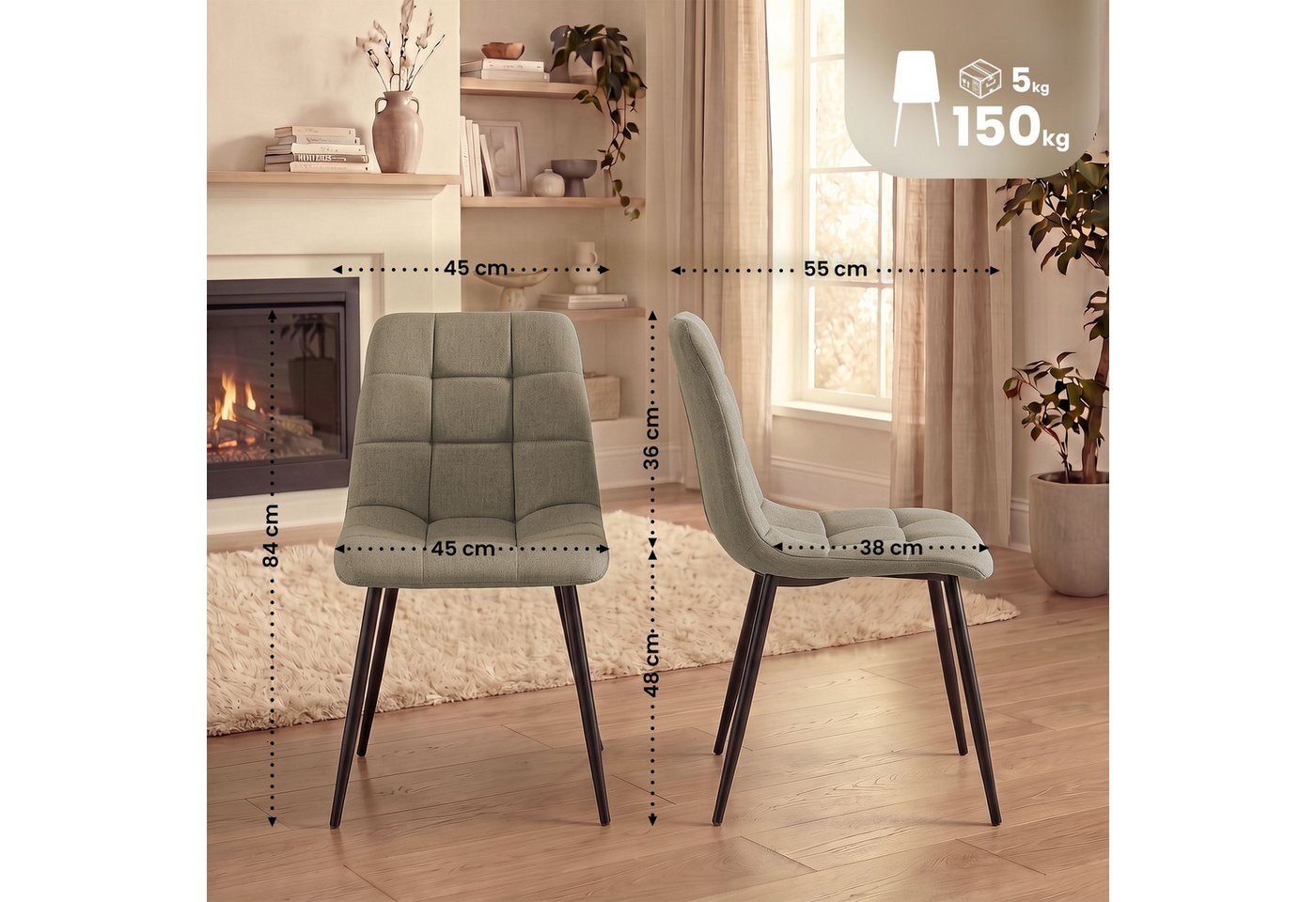 CLP Esszimmerstuhl Tilde (2er Set), mit Rückenlehnen, bis 150 kg – Bild 2 von 5