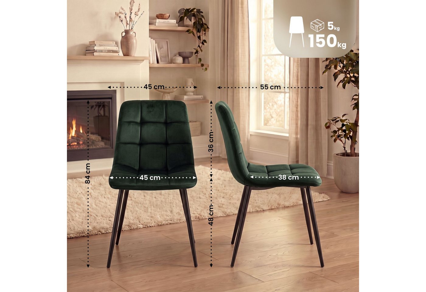 CLP Esszimmerstuhl Tilde (2er Set), mit Rückenlehnen, bis 150 kg – Bild 2 von 5