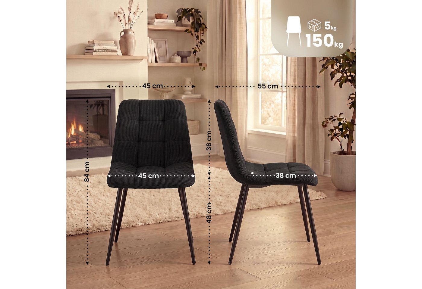CLP Esszimmerstuhl Tilde (4er Set), mit Rückenlehne, Metallgestell, bis 150 kg – Bild 2 von 5