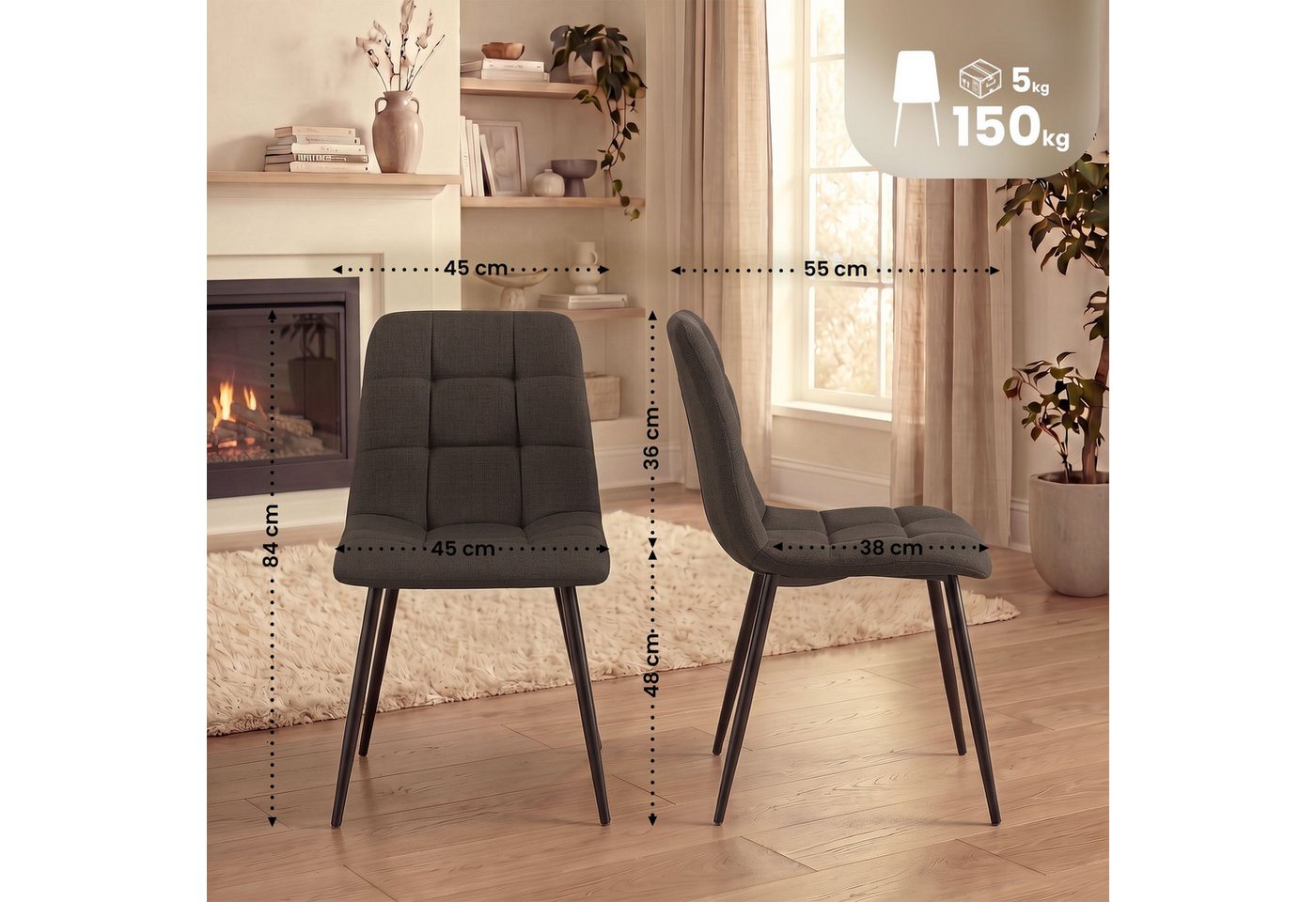 CLP Esszimmerstuhl Tilde (4er Set), mit Rückenlehne, bis 150 kg – Bild 2 von 5