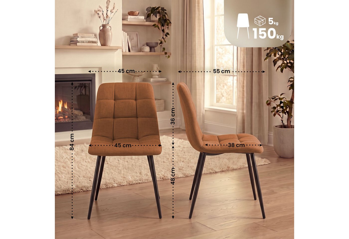 CLP Esszimmerstuhl Tilde (4er Set), mit Rückenlehne, bis 150 kg – Bild 2 von 5