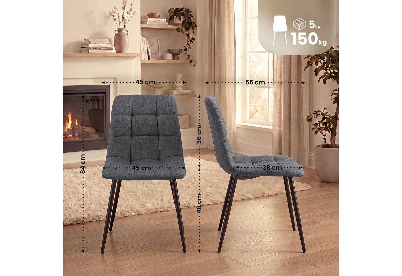 CLP Esszimmerstuhl Tilde (4er Set), mit Rückenlehne, bis 150 kg – Bild 2 von 5