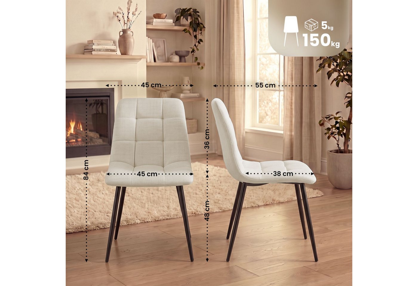 CLP Esszimmerstuhl Tilde (4er Set), mit Rückenlehne, bis 150 kg – Bild 2 von 5
