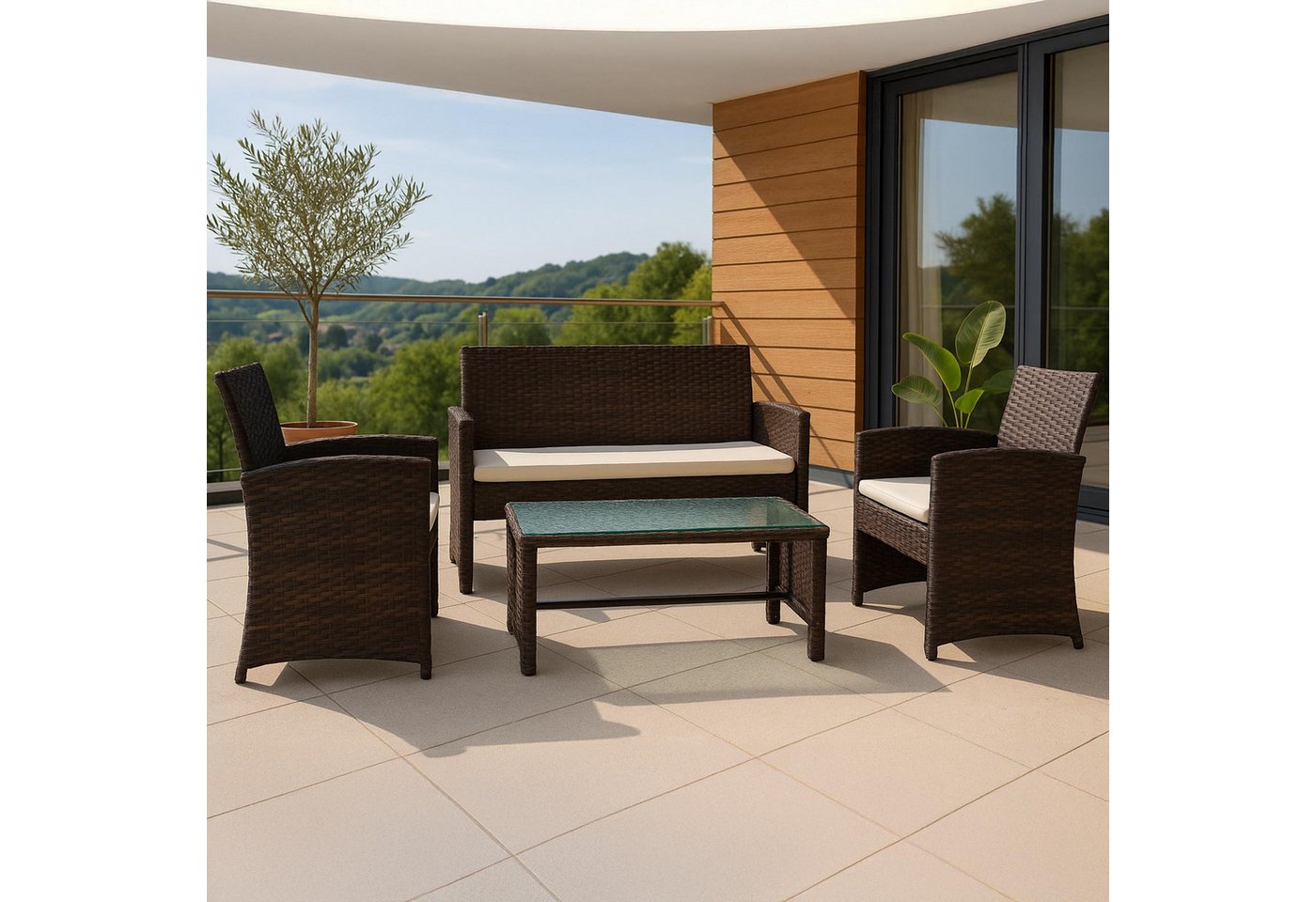 CLP Garten-Essgruppe Toruba, Lounge-Set, Polyrattan wetterfest und UV-beständig – Bild 3 von 5