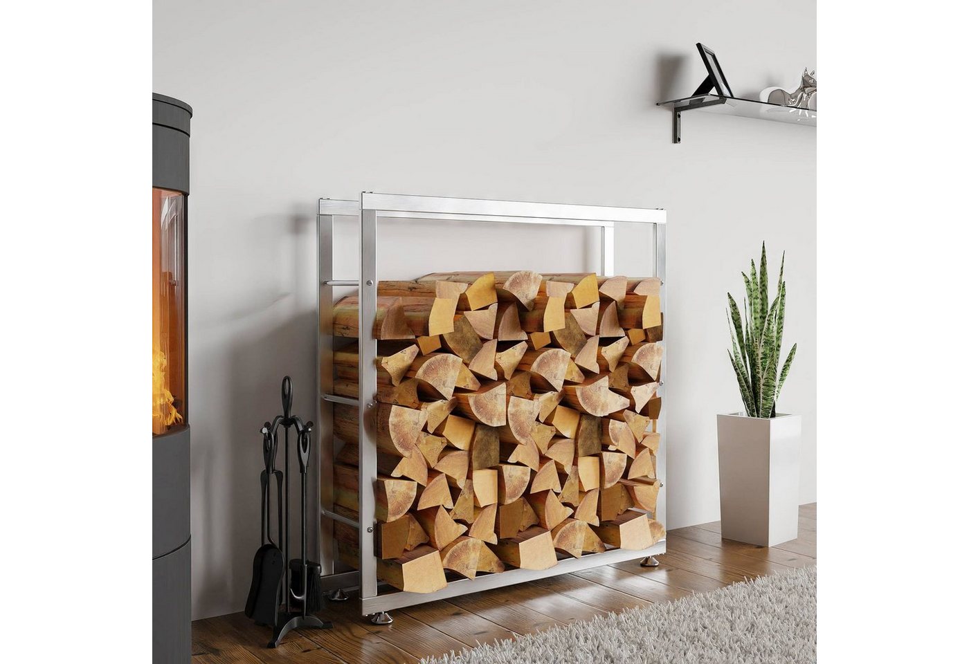 CLP Kaminholzregal Keri V2, BxTxH:100x25x100 cm, (1er), aus Edelstahl – Bild 3 von 5