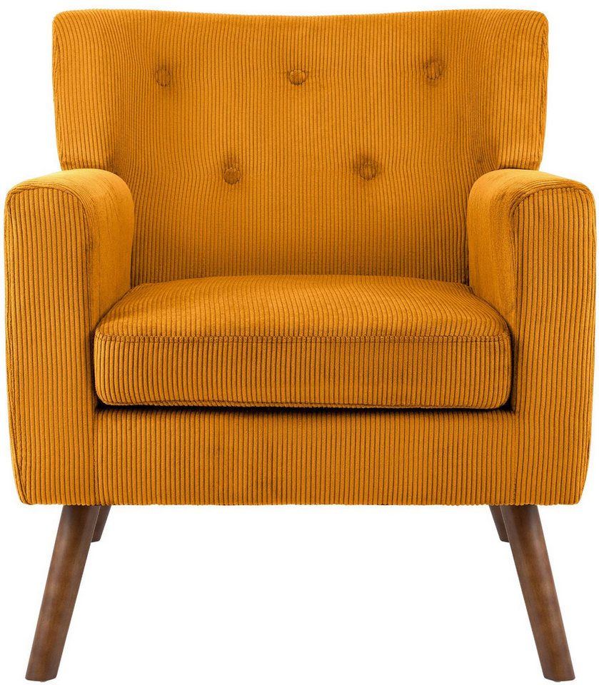 CLP Loungesessel Kioni (1er), Cordbezug, Kautschukholz, bis 150 kg belastbar – Bild 4 von 5