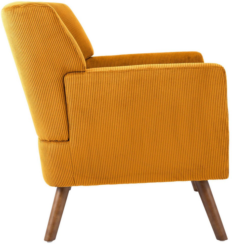CLP Loungesessel Kioni (1er), Cordbezug, Kautschukholz, bis 150 kg belastbar – Bild 5 von 5