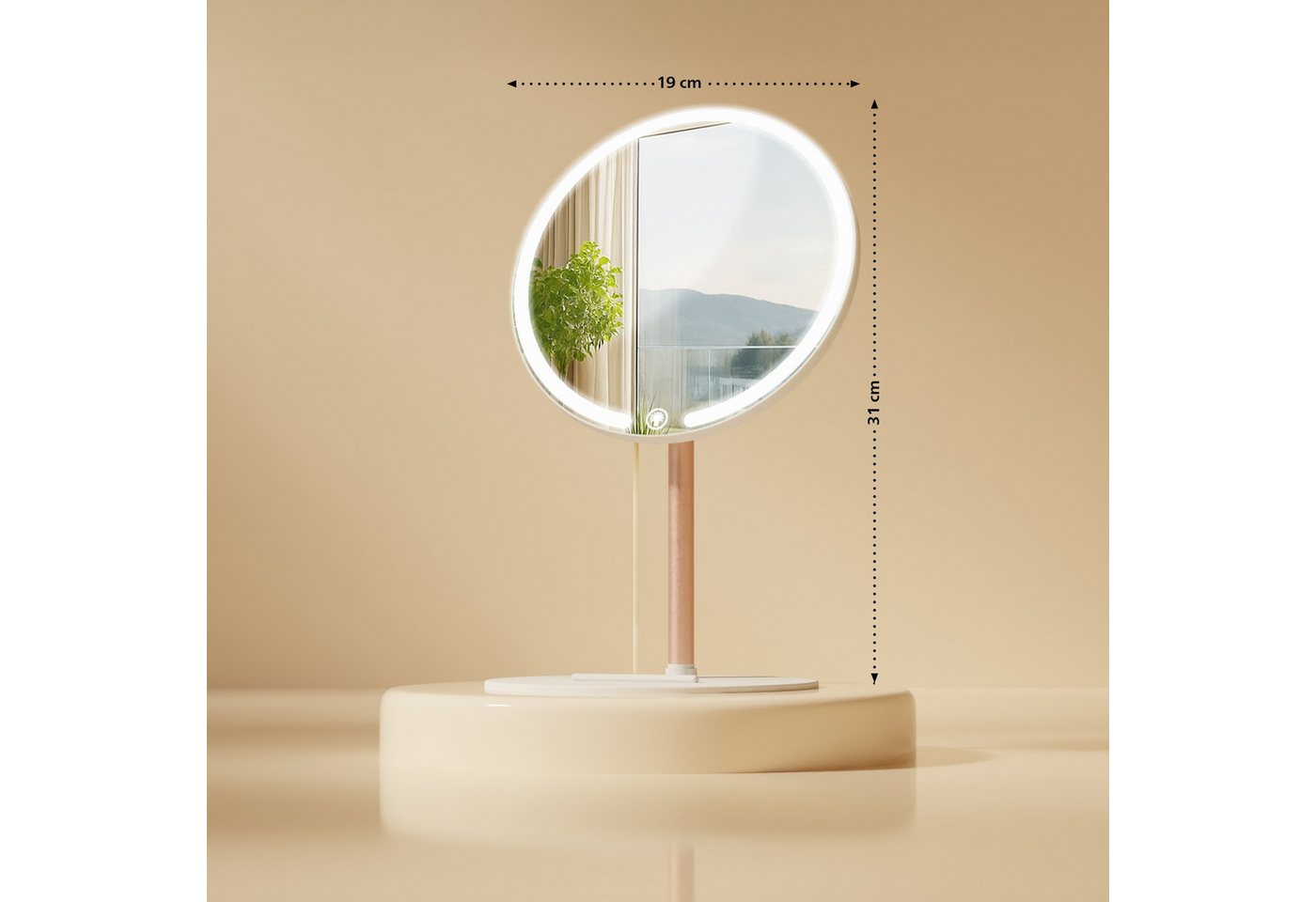 CLP Schminkspiegel Streep (1er), LED, dimmbar, 3 Licht-Modi, USB-C-Kabel – Bild 2 von 5