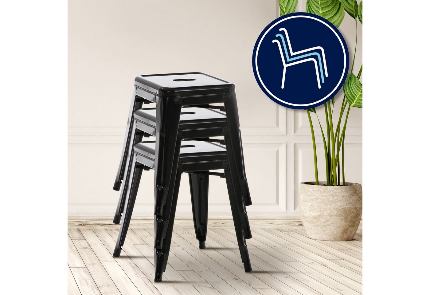 CLP Sitzhocker Armin (1er), stapelbar, Hocker aus Metall, bis 200 kg belastbar – Bild 4 von 5