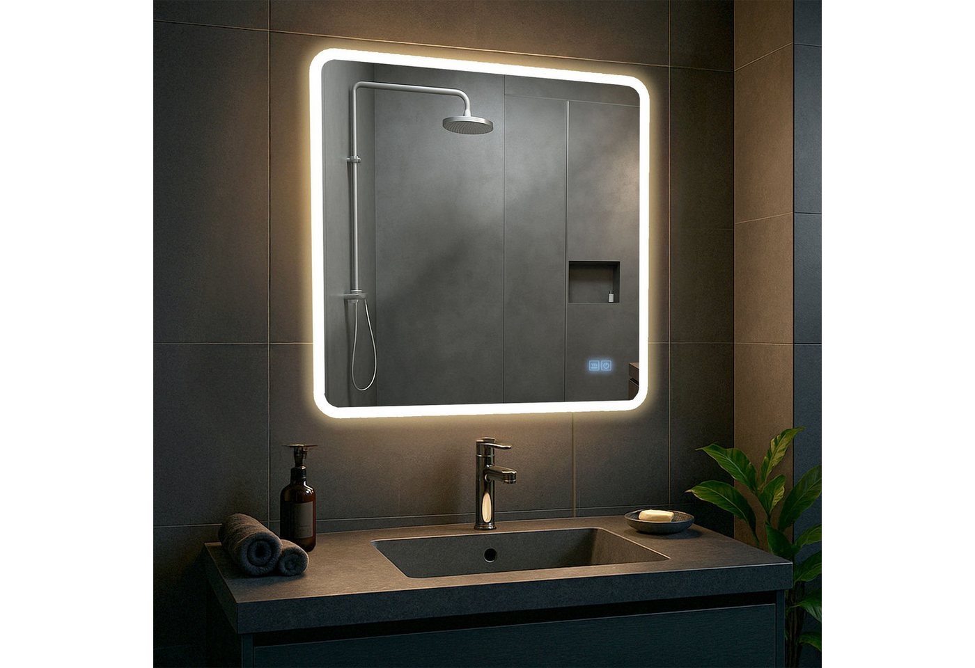 CLP Wandspiegel Jericho (1er), Bluetooth-Lautsprecher, Anti-Fog, LED-Licht, IP44 – Bild 3 von 5