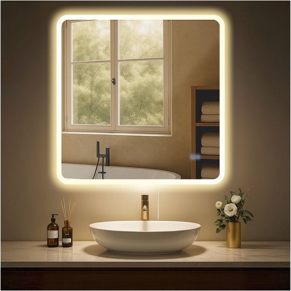 CLP Wandspiegel Jericho (1er), Anti-Beschlag, LED-Licht, dimmbar, 3 Modi, IP44