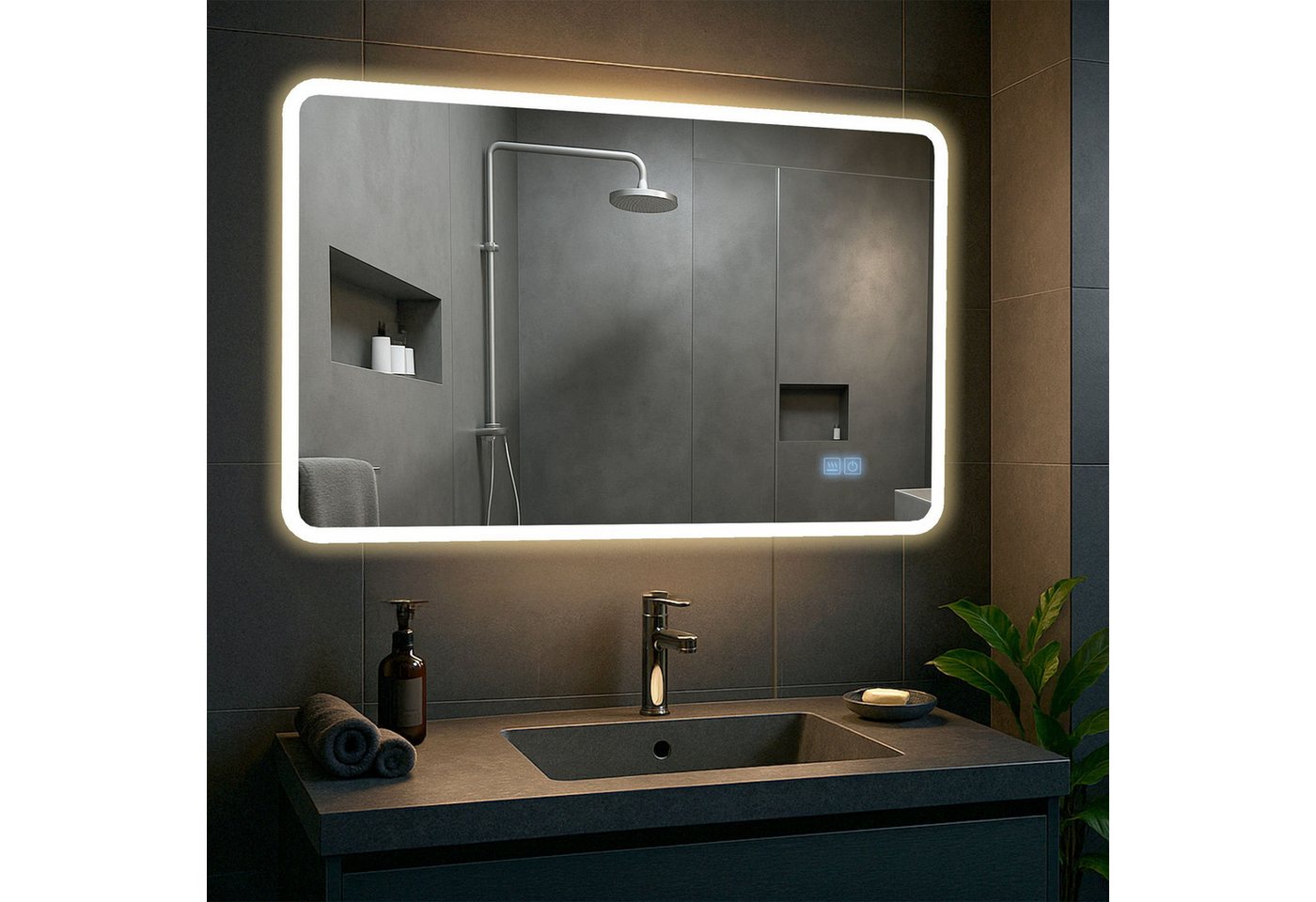 CLP Wandspiegel Jericho (1er), Bluetooth-Lautsprecher, Anti-Fog, LED-Licht, IP44 – Bild 3 von 5