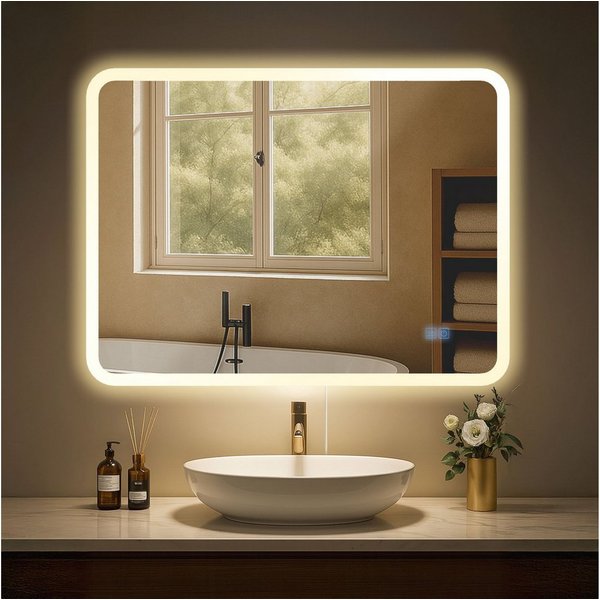 CLP Wandspiegel Jericho (1er), Anti-Beschlag, LED-Licht, dimmbar, 3 Modi, IP44