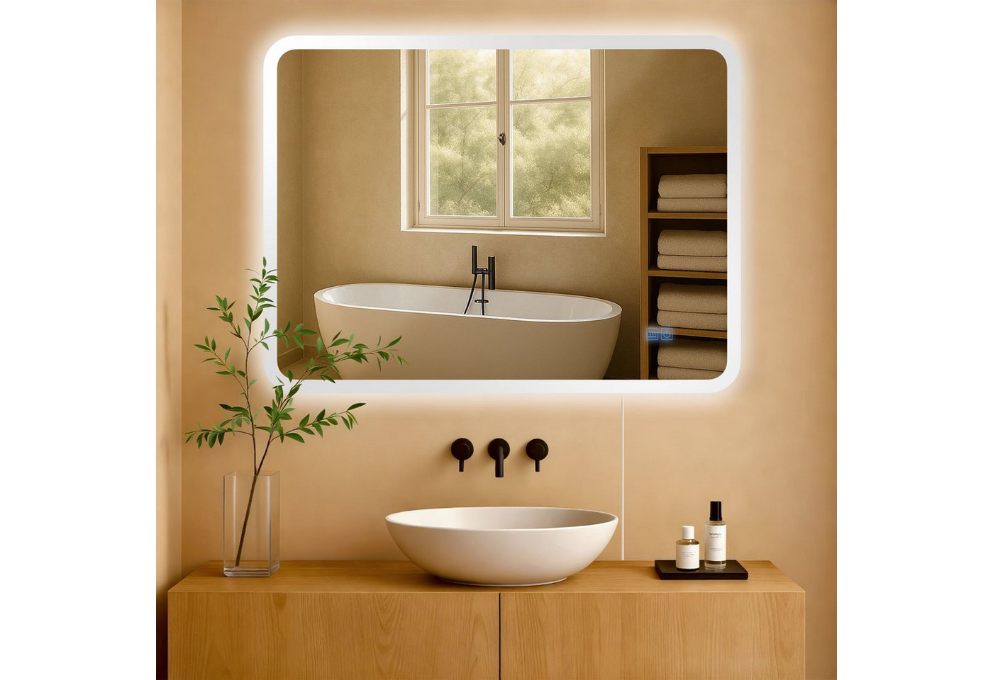 CLP Wandspiegel Jericho (1er), Anti-Beschlag, LED-Licht, dimmbar, 3 Modi, IP44 – Bild 3 von 5
