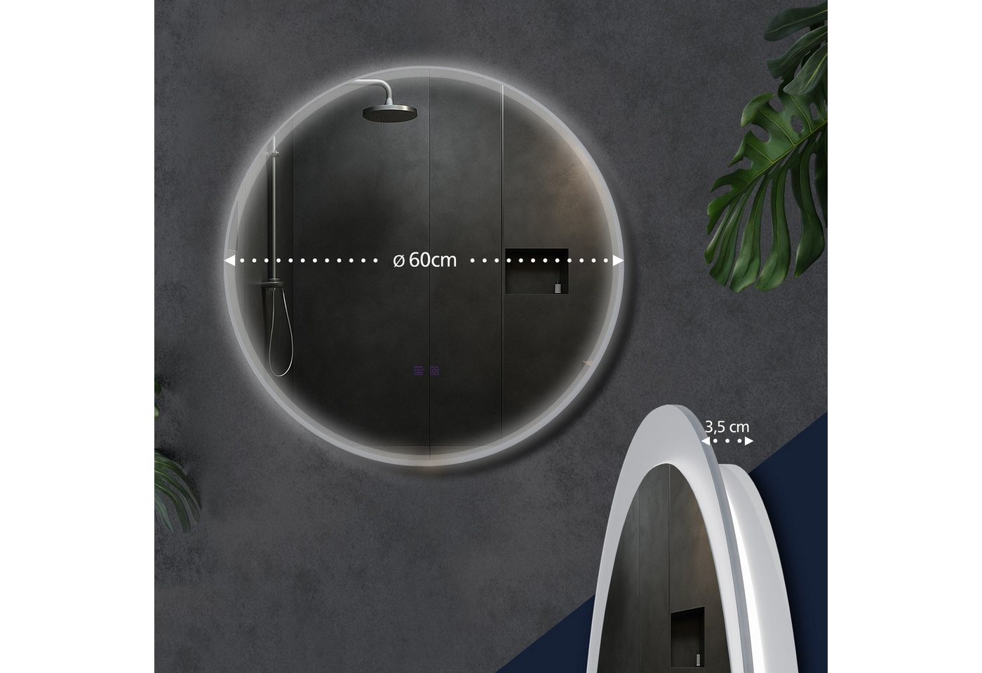CLP Wandspiegel Laconia (1er), Bluetooth-Lautsprecher, Anti-Fog, LED-Licht, IP44 – Bild 2 von 5