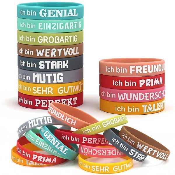 CLTYQ Armband glaubensband, 36 Stück Silikonarmbänder mit motivierenden Zitaten (24-tlg), bunte inspirierende Gummibänder, Unisex-Zubehör für Frauen, Männer