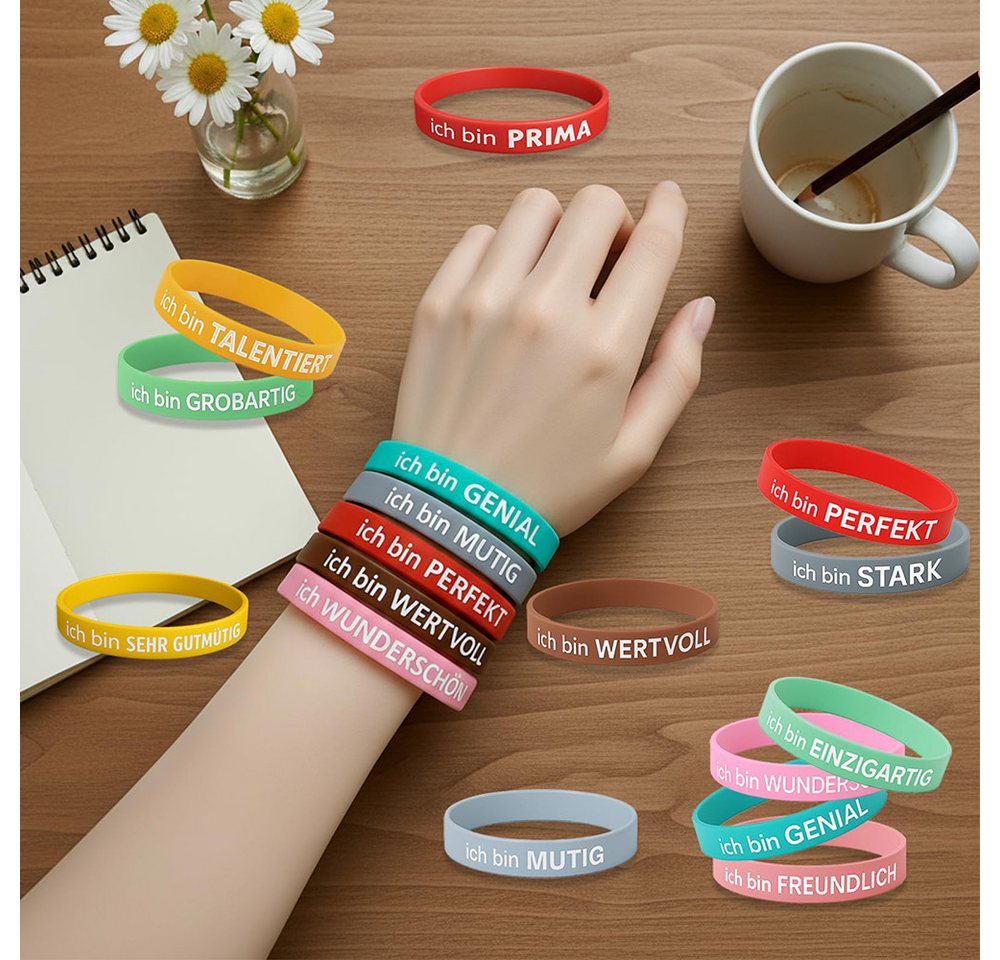 CLTYQ Armband glaubensband, 36 Stück Silikonarmbänder mit motivierenden Zitaten (24-tlg), bunte inspirierende Gummibänder, Unisex-Zubehör für Frauen, Männer – Bild 4 von 4