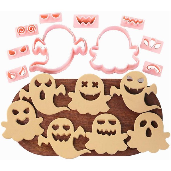 CLTYQ Ausstechform Ausstechformen Kinder Set Backform Mini Halloween Silikonform, (10-St), Mini-Geister-Ausstechformen, DIY-Keksstempel mit 3D-Halloween