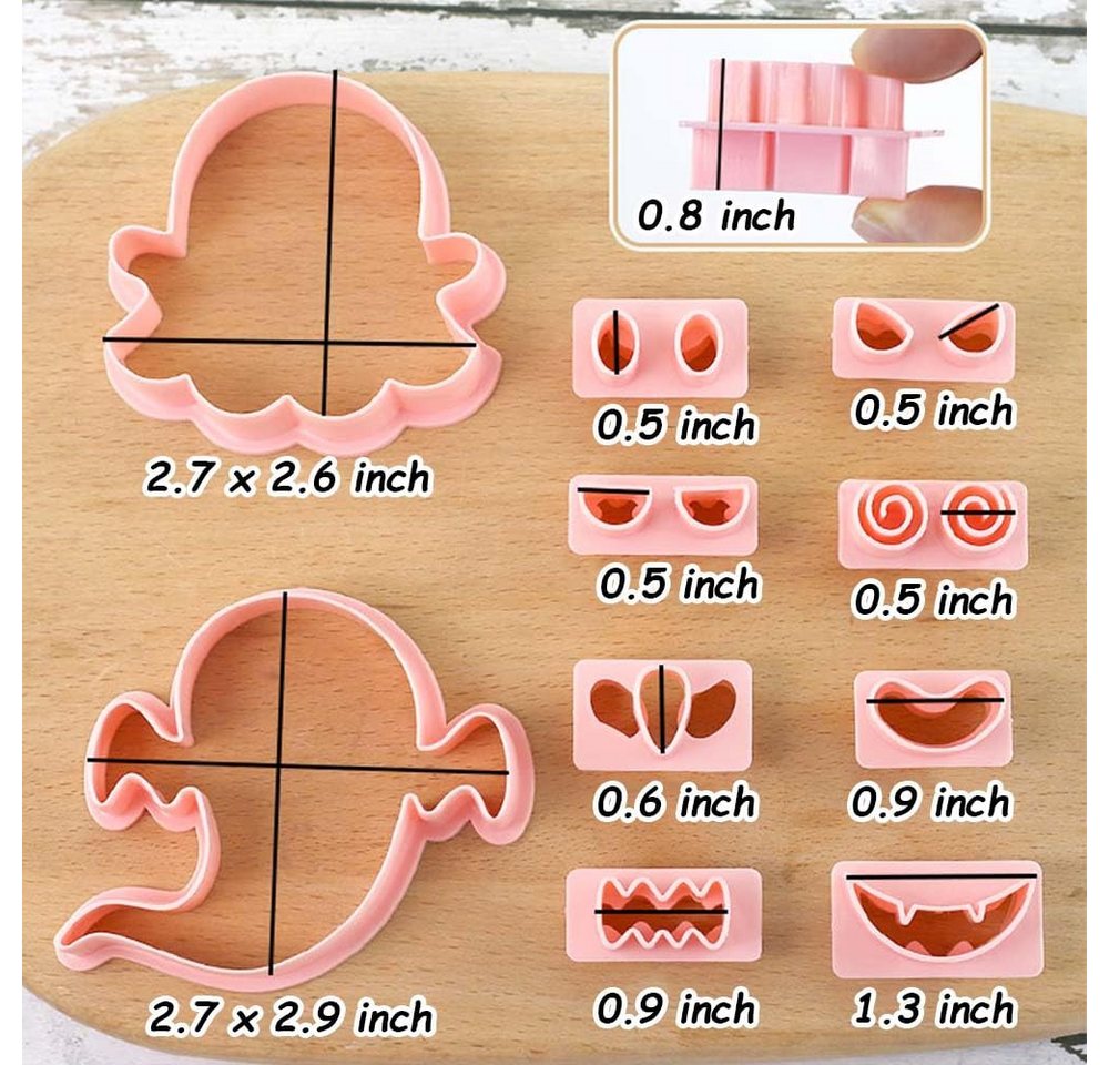 CLTYQ Ausstechform Ausstechformen Kinder Set Backform Mini Halloween Silikonform, (10-St), Mini-Geister-Ausstechformen, DIY-Keksstempel mit 3D-Halloween – Bild 2 von 5
