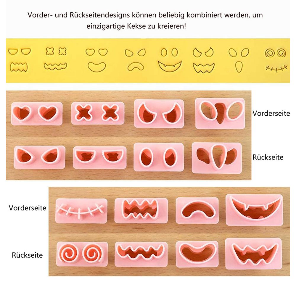 CLTYQ Ausstechform Ausstechformen Kinder Set Backform Mini Halloween Silikonform, (10-St), Mini-Geister-Ausstechformen, DIY-Keksstempel mit 3D-Halloween – Bild 3 von 5