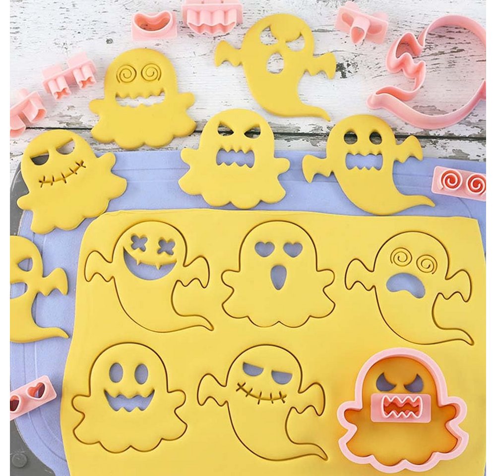 CLTYQ Ausstechform Ausstechformen Kinder Set Backform Mini Halloween Silikonform, (10-St), Mini-Geister-Ausstechformen, DIY-Keksstempel mit 3D-Halloween – Bild 5 von 5