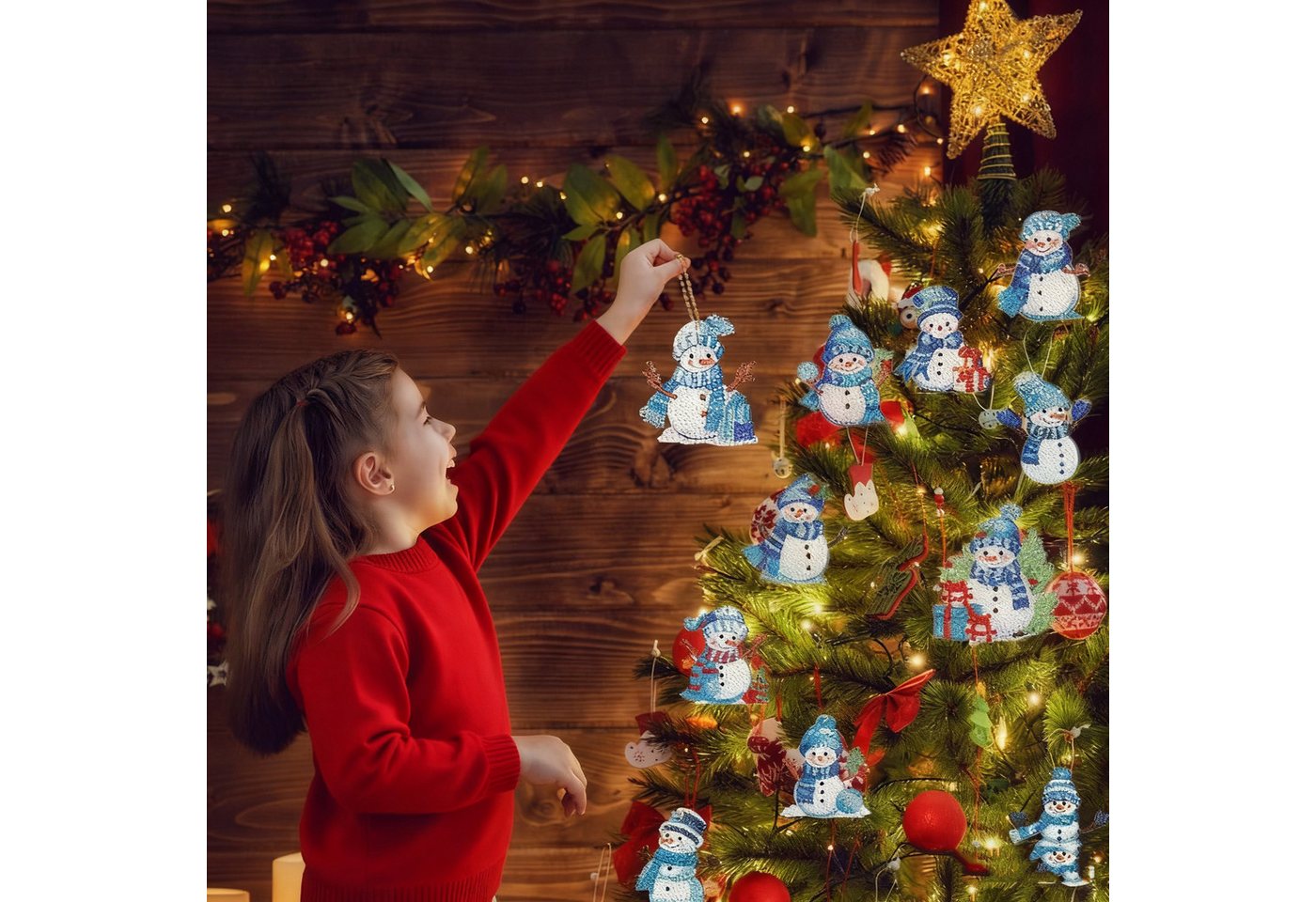 CLTYQ Christbaumschmuck 12 Stück Doppelseitiger 5D Diamond Painting Weihnachten Anhänger, Exquisiter Diamond Painting Adventskalender für Weihnachtsbaum-Deko. – Bild 3 von 5