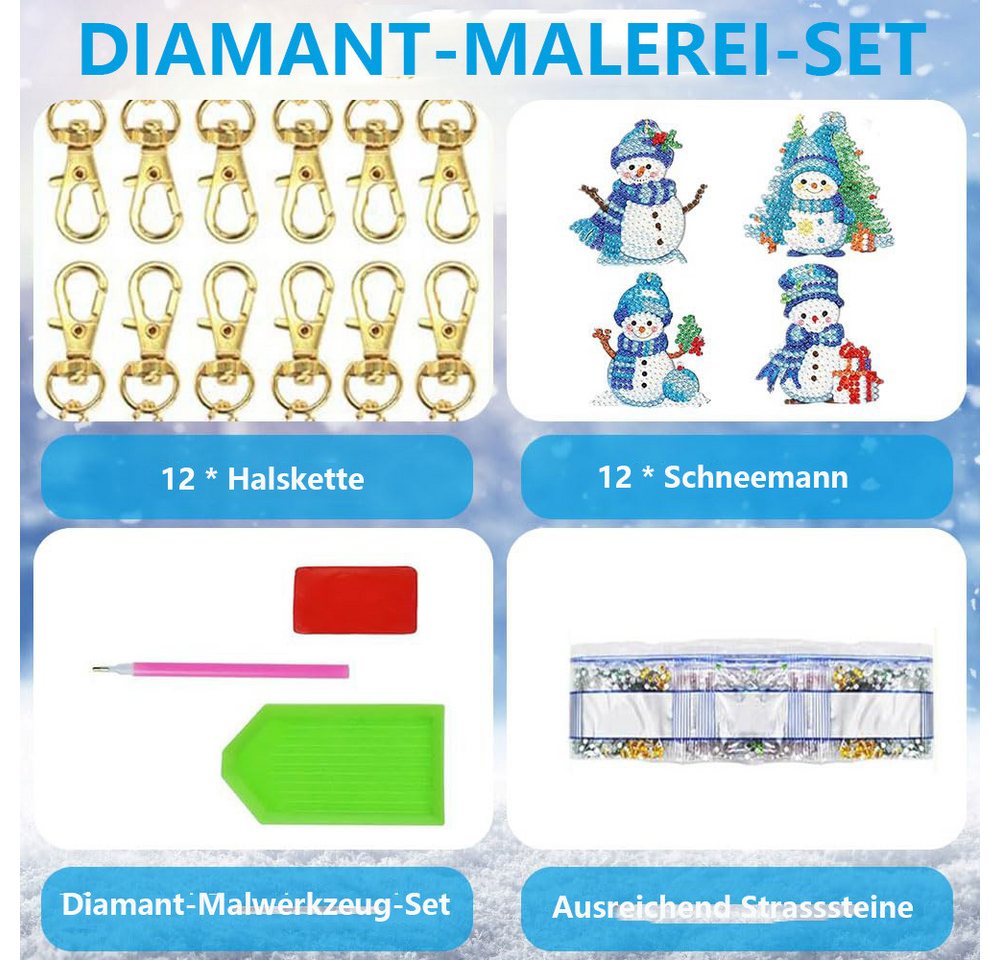 CLTYQ Christbaumschmuck 12 Stück Doppelseitiger 5D Diamond Painting Weihnachten Anhänger, Exquisiter Diamond Painting Adventskalender für Weihnachtsbaum-Deko. – Bild 4 von 5
