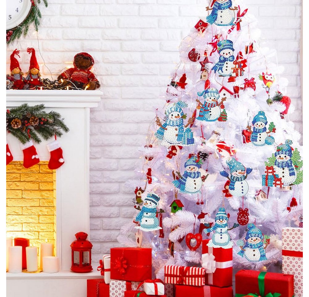 CLTYQ Christbaumschmuck 12 Stück Doppelseitiger 5D Diamond Painting Weihnachten Anhänger, Exquisiter Diamond Painting Adventskalender für Weihnachtsbaum-Deko. – Bild 5 von 5