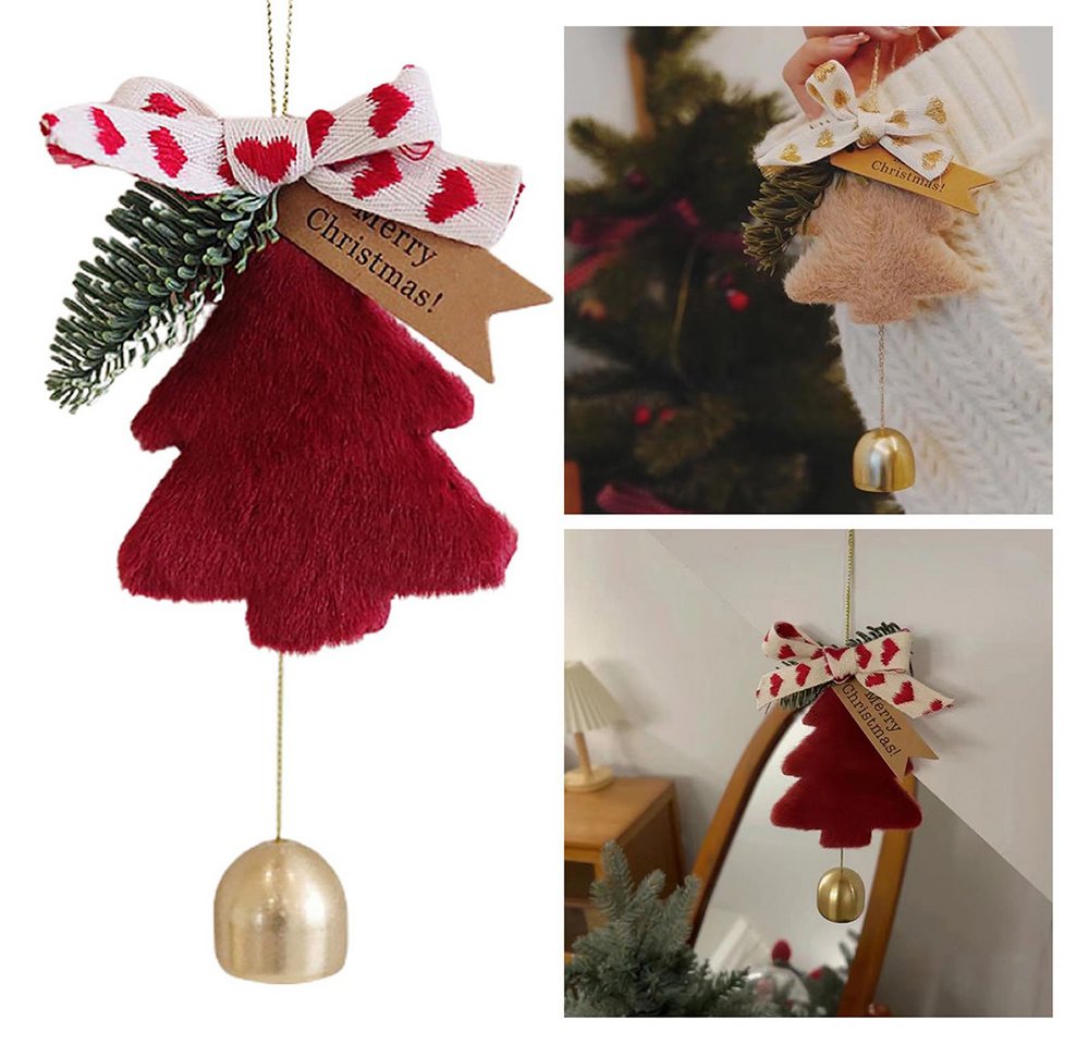 CLTYQ Christbaumschmuck Christbaumschmuck Schneeflocken,Weihnachtsbaum Anhänger mit Glocke (4-tlg), Plüschdekoration,Weihnachtsbaum Ornamente für den Winter,Ges – Bild 5 von 5