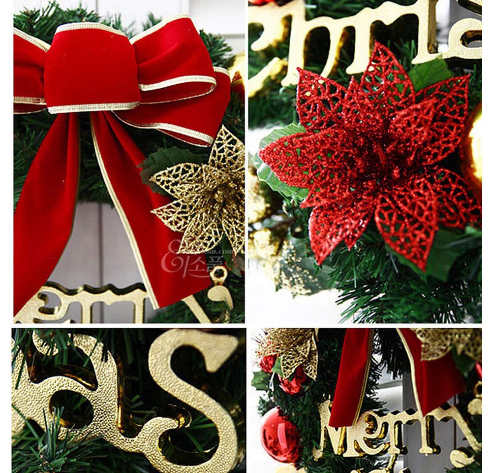 CLTYQ Dekokranz Kunstkranz Weihnachtskranz,Haustür Kränze Kreativ Weihnachten Türkranz, ca. 30 cm groß,Adventskranz für Haustür Wand Tisch, Indoor & Outdoor – Bild 2 von 5