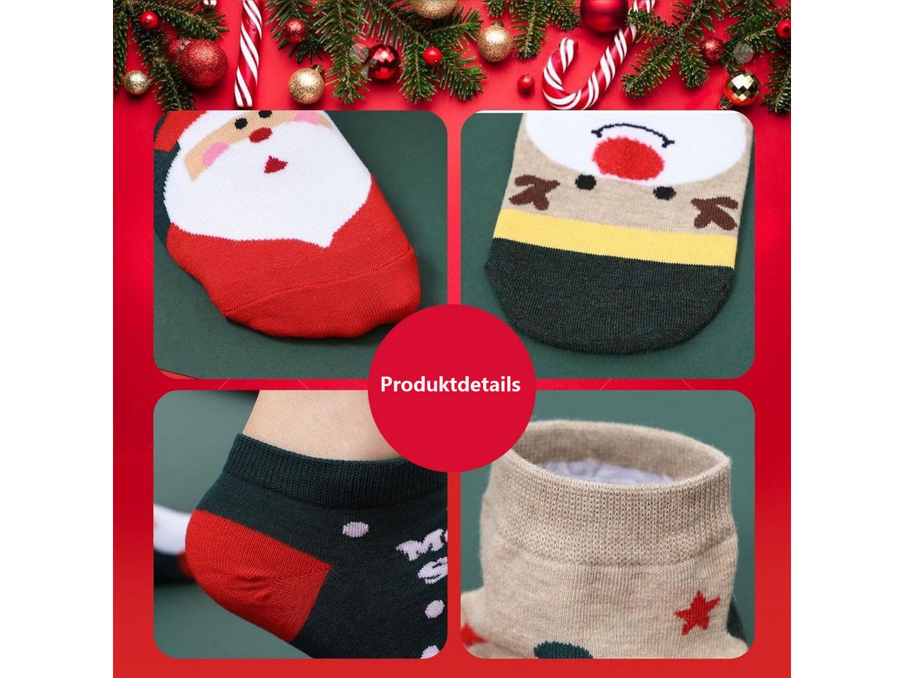 CLTYQ Freizeitsocken Weihnachtssocken,Weihnachten Adventskalender Socken mit 24 Artikel lustige Socken für Weihnachten,Kindersocken, Blindbox-Socken – Bild 2 von 4