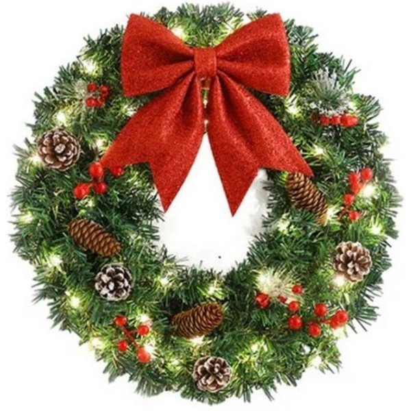 Kunstkranz Kunstkranz Weihnachtskranz 40-60cm,Weihnachtsdekoration, CLTYQ, Weihnachtsdeko Haustür,für die Haustür, rotes Band,Fenster