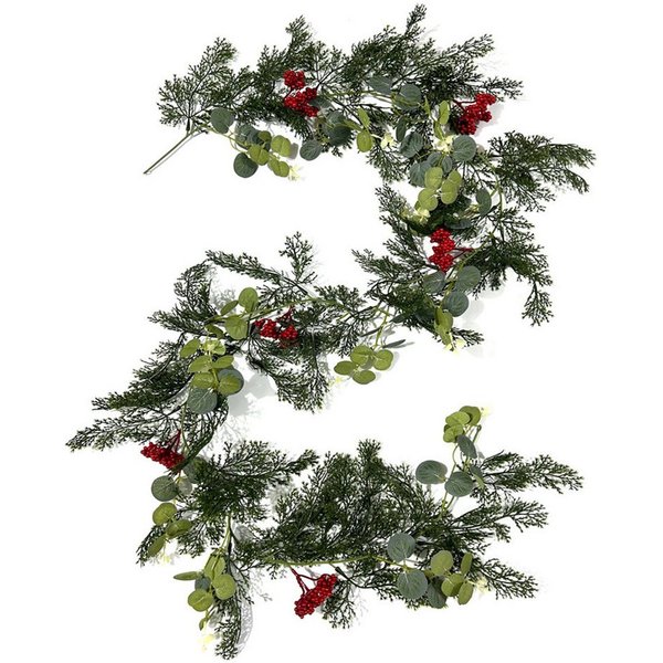 Kunstranke Echt wirkende Weihnachtsgirlande,190cm-Fuß-Kiefern-Girlande, CLTYQ, grüne Kunstgirlande für Tisch,für Kamin,Treppe,Innen- und Außenbereich