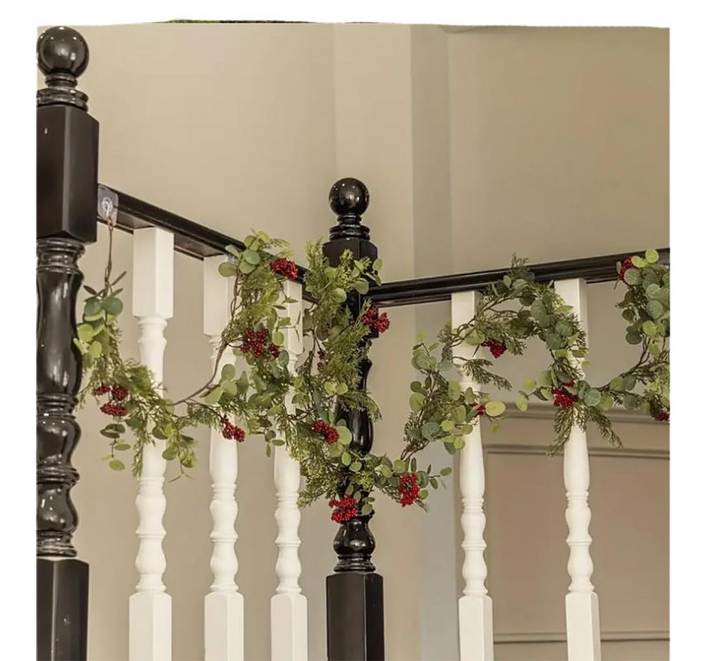 Kunstranke Echt wirkende Weihnachtsgirlande,190cm-Fuß-Kiefern-Girlande, CLTYQ, grüne Kunstgirlande für Tisch,für Kamin,Treppe,Innen- und Außenbereich – Bild 3 von 5