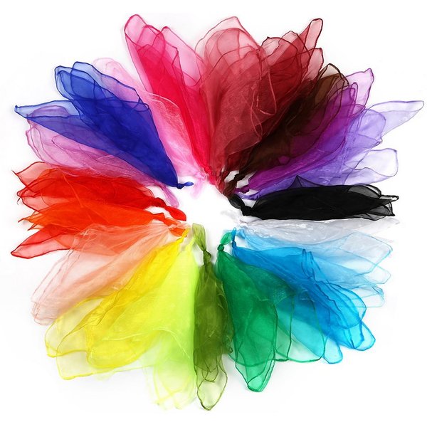 CLTYQ Lernspielzeug 23 Stück Jongliertücher, Chiffontücher für Tanzen,Bunte Seidentücher (23-St), Bunte Jongliertücher für Anfänger:innen, Einzel- und Gruppenjo