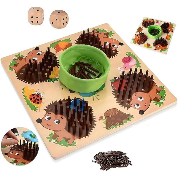 CLTYQ Lernspielzeug Holz Igel Steckspiel, Montessori Mathe-Spielzeug, Feinmotorik Training, Perfektes Lernspiel für Zuhause, Kindergarten oder unterwegs