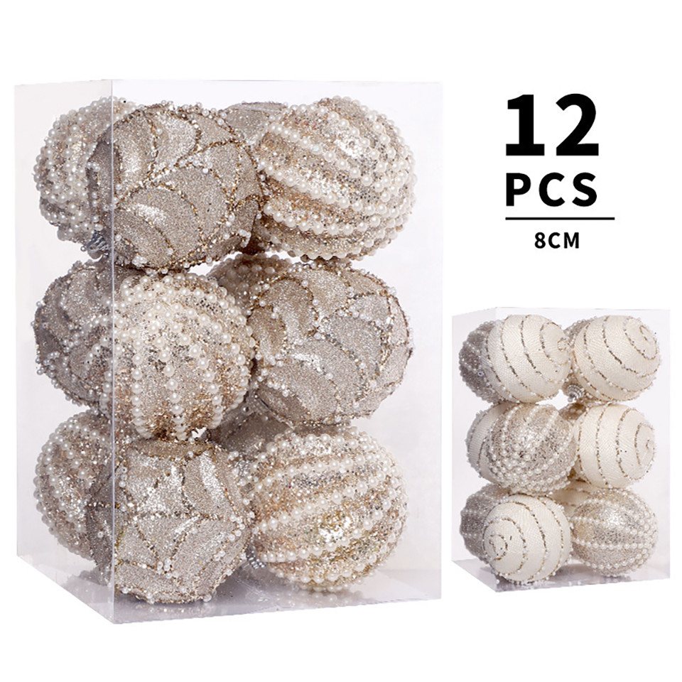 CLTYQ Weihnachtsbaumkugel Weihnachtskugel-Ornamente, 12 Stück Weihnachtsbaum Set 8 cm (12 St), bruchsicherer Kunststoff, hängende Pailletten, Weihnachtskugeln – Bild 2 von 5