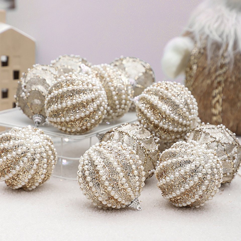 CLTYQ Weihnachtsbaumkugel Weihnachtskugel-Ornamente, 12 Stück Weihnachtsbaum Set 8 cm (12 St), bruchsicherer Kunststoff, hängende Pailletten, Weihnachtskugeln – Bild 3 von 5