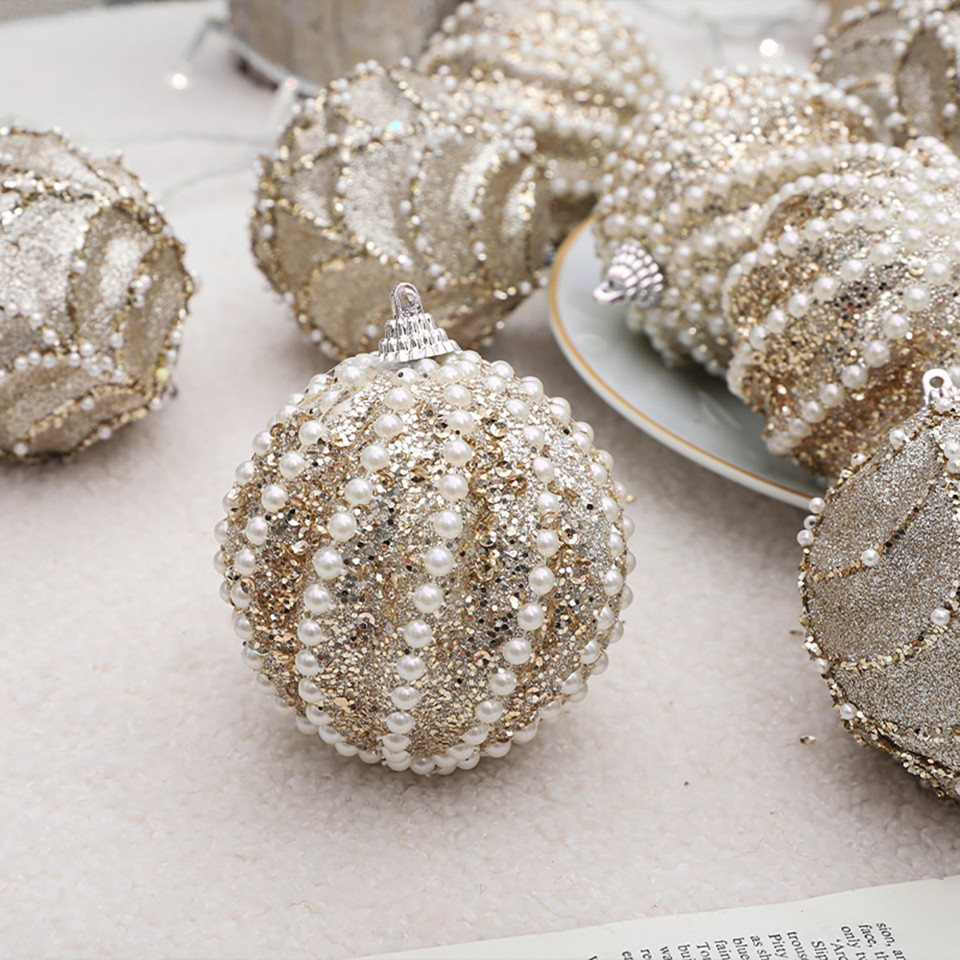 CLTYQ Weihnachtsbaumkugel Weihnachtskugel-Ornamente, 12 Stück Weihnachtsbaum Set 8 cm (12 St), bruchsicherer Kunststoff, hängende Pailletten, Weihnachtskugeln – Bild 4 von 5