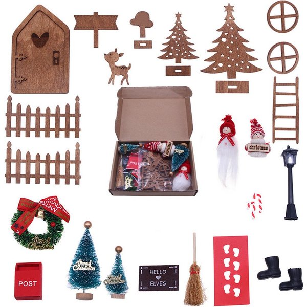 CLTYQ Wichtel Wichteltür Set,Weihnachtsdeko Wichtel Elfen Tür Zubehör set, Kinderzimmer Dekor Geschenk für Weihnachten