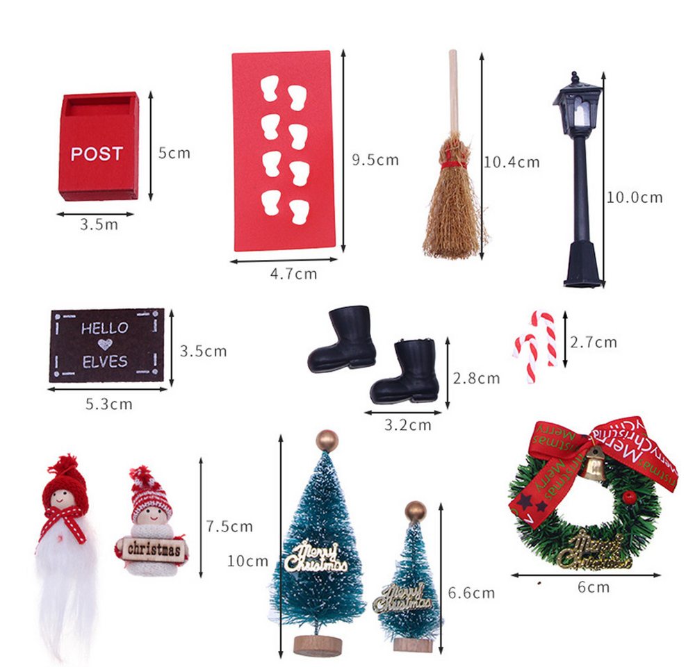 CLTYQ Wichtel Wichteltür Set,Weihnachtsdeko Wichtel Elfen Tür Zubehör set, Kinderzimmer Dekor Geschenk für Weihnachten – Bild 3 von 5