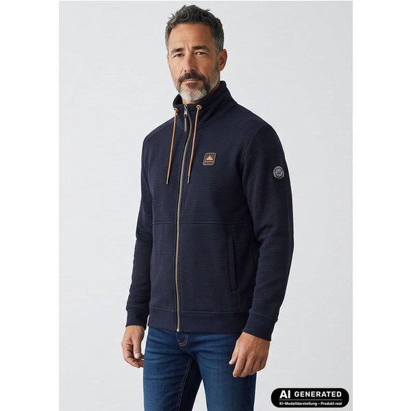 Coastguard Sweatjacke Herren Sweatjacke 62603 mit Waffelstruktur - Freizeitjacke Stehkragen Kragen mit Tunnelzug, Bündchen an Ärmel und Saum, Eingrifftaschen