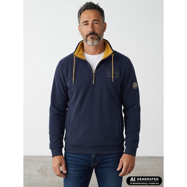 Coastguard Troyer Herren Fleecetroyer 80936 mit Stehkragen - Troyer-Pullover Fleece Troyer-Kragen mit Kordelzug, Rib am Kragenäußeren, Seitentaschen