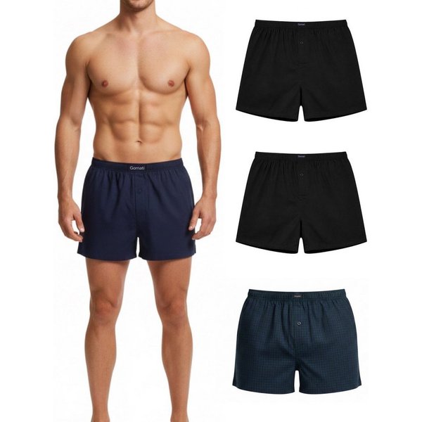 Cocain underwear Boxershorts Lockerer gewebte Herren Boxershort Unterhose 100 % Baumwolle kariert (4-St) Hosenschlitz mit einem Knopf