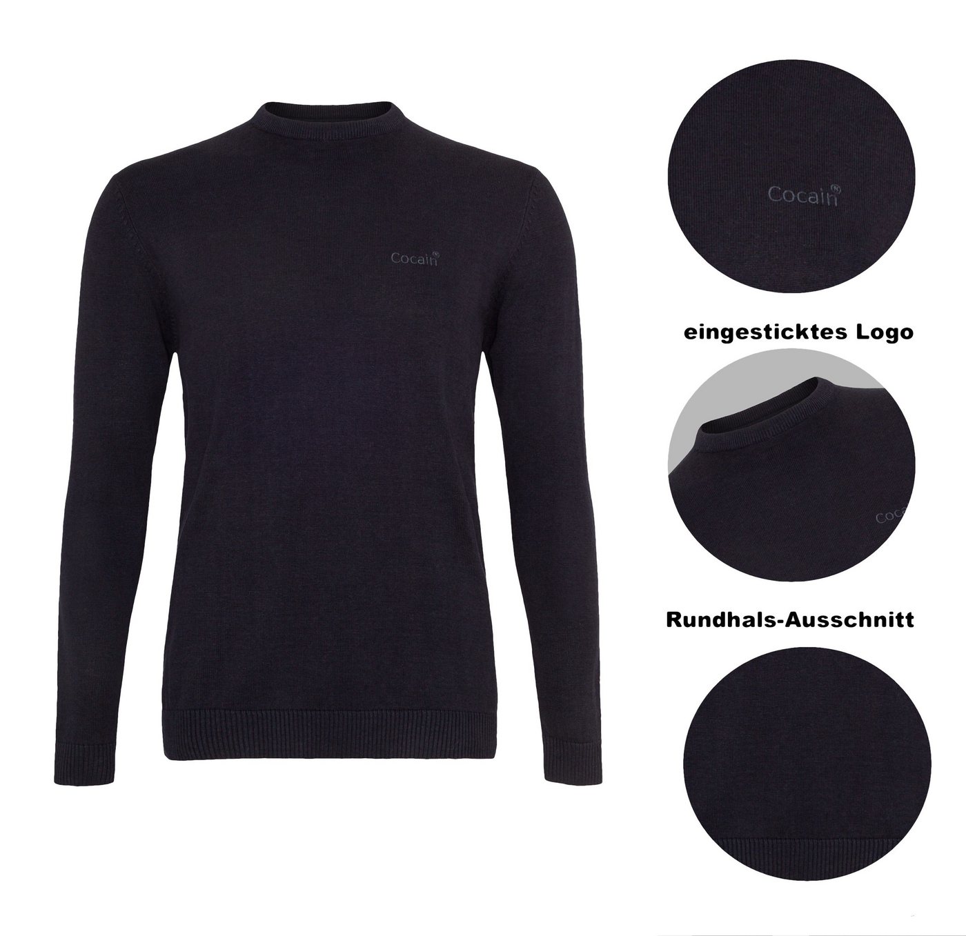 Cocain underwear Strickpullover Damen 100% Baumwolle Rundhals dünnes Feinstrick (1-tlg) optimaler Ganzjahrespullover - Langarm - für Alltag & Freizeit – Bild 4 von 5