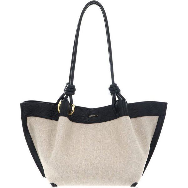 COCCINELLE Schultertasche Canvas Handbag, aus echtem Rindsleder