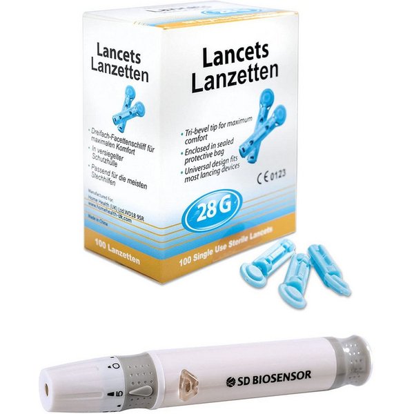 CodeFree Stechhilfe Vorteilspack + 100 Blutlanzetten 28G im Sparpack, (1 St)